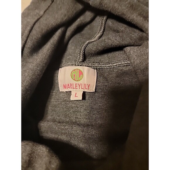 MARLEYLILLY  Large Two-tone  Pull Over Cowl Neck Hoodie Gray And Brown - Picture 3 of 5